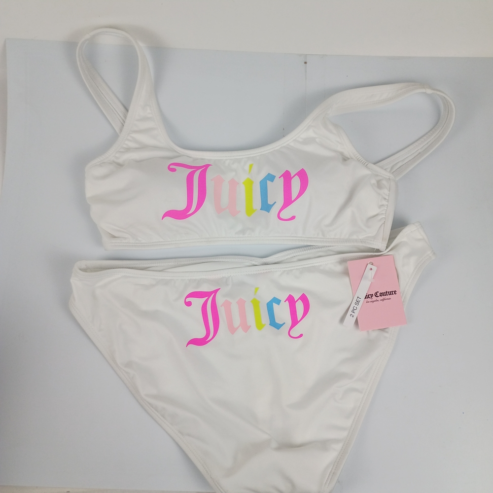 Juicy Couture White Bikini with Pink and Blue Accents